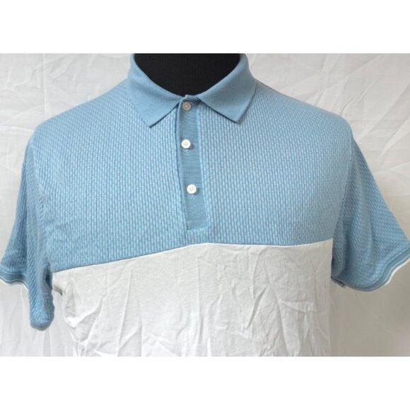 Cactus Man by Ricky Singh Mens Large Blue White Color Block Golf Polo Shirt - Picture 2 of 12